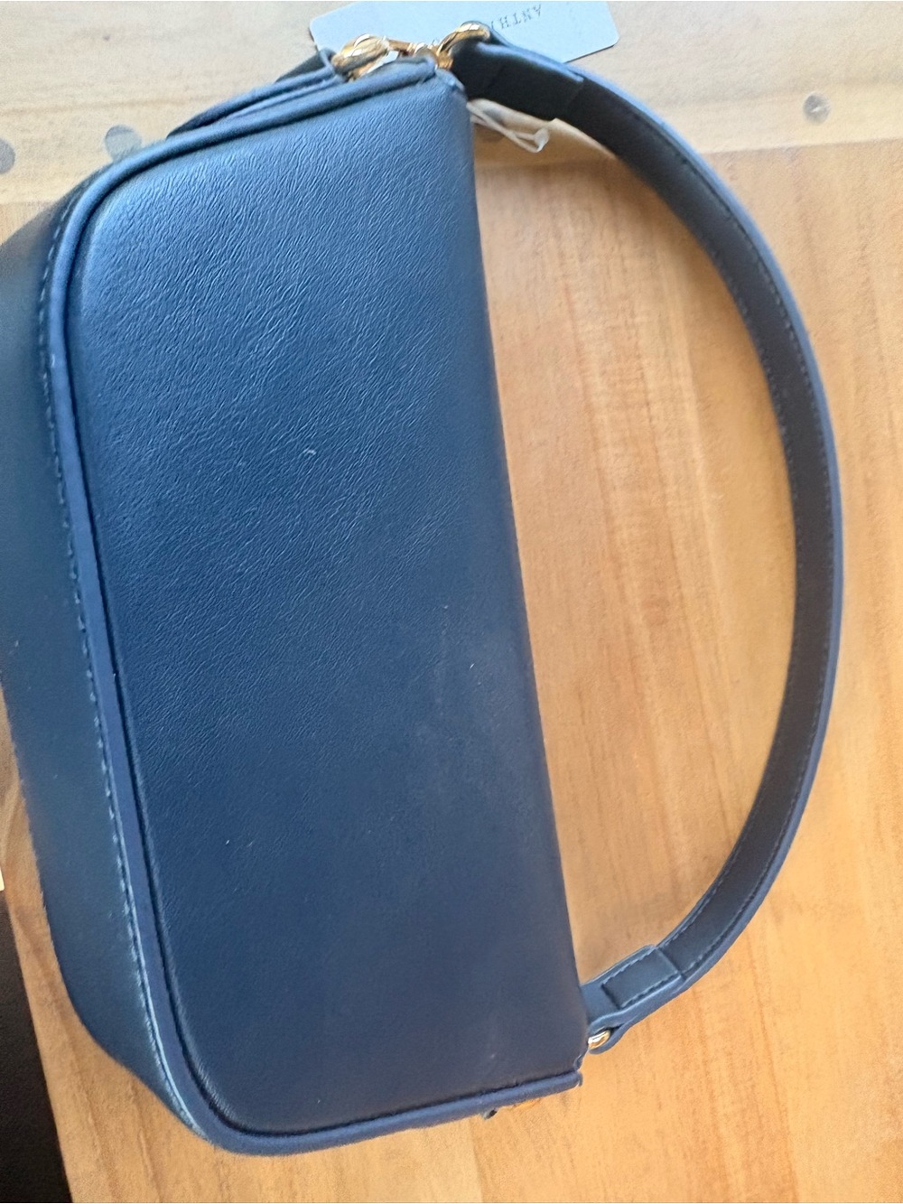 Anthropologie Navy Blue Quilted Shoulder Bag with Gold Chain Accent NWT - Picture 3 of 4